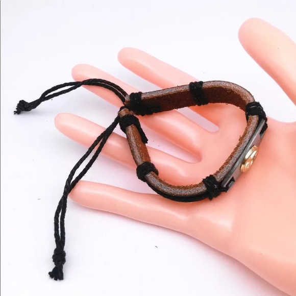 Boho Punk Eye of Protection Leather Bracelet - Picture 2 of 2